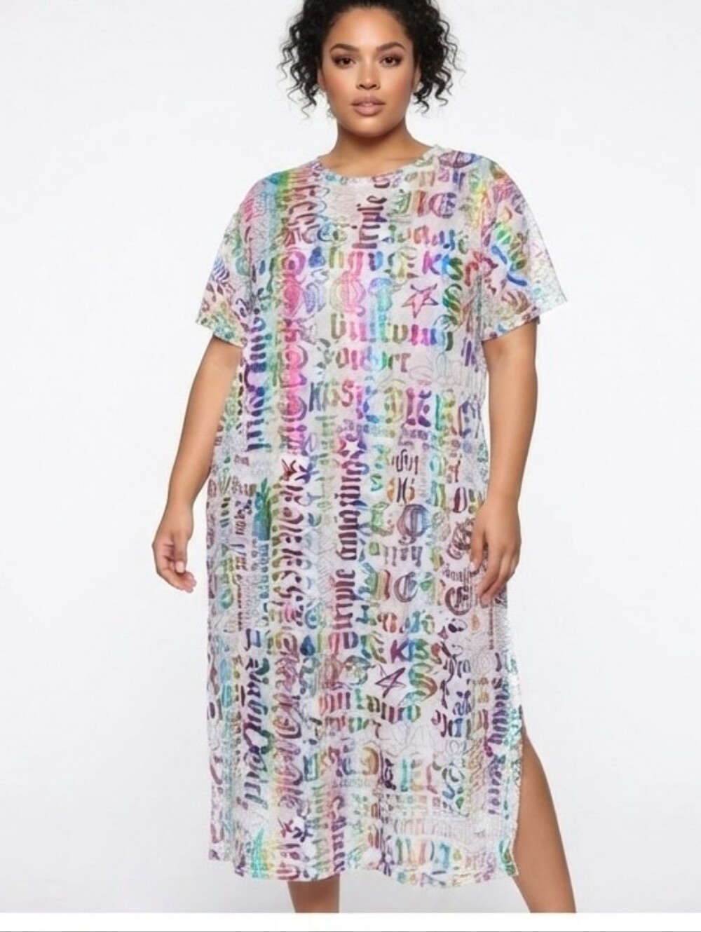 NWT Rouge Holographic Mesh Cover-Up Dress  ( Runs Smaĺl)